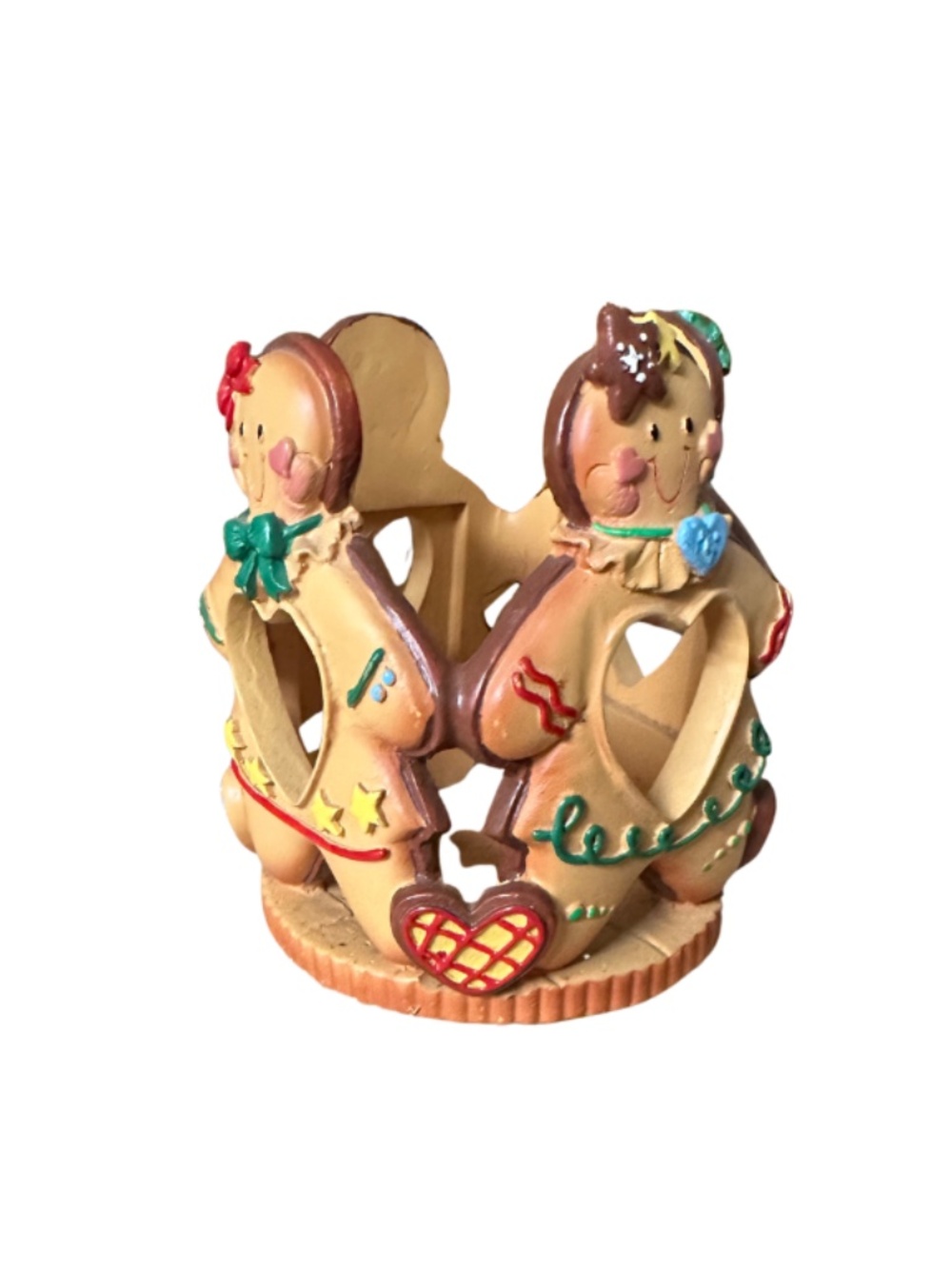 Whimsical 4 Gingerbread Friends Christmas Candle Holder Holiday Decor